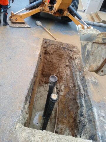 The trap is replaced with a vent stack behind it sewer trap replacement 01 768x1024 2